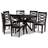 Baxton Studio Mila Modern and Contemporary Grey Fabric Upholstered and Dark Brown Finished Wood 7-Piece Dining Set